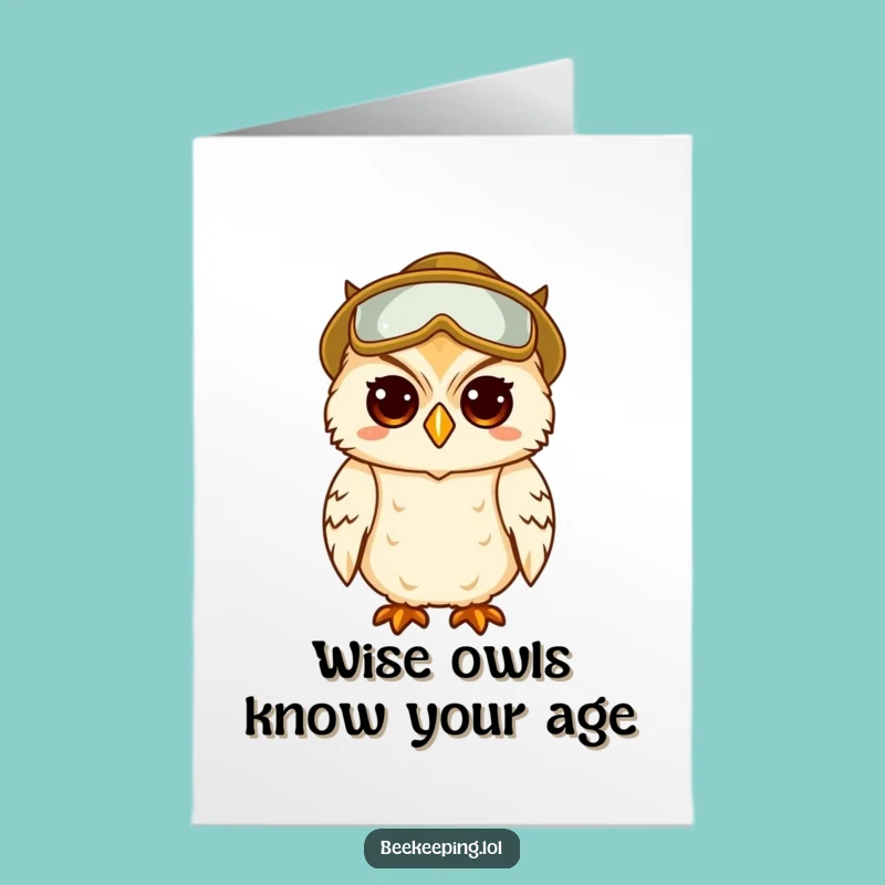 Free Printable Birthday Card: Wise Owl Beekeeper Funny Downloadable Gift