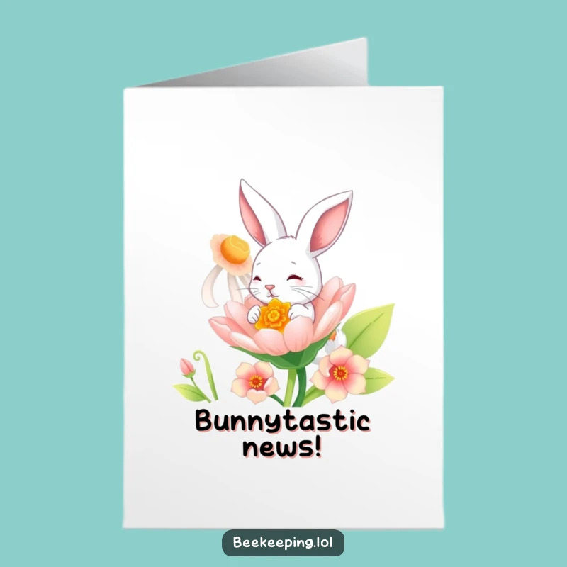 Free Printable Congrats Card: Playful Bunny Nectar Sipper, Funny Downloadable Celebration