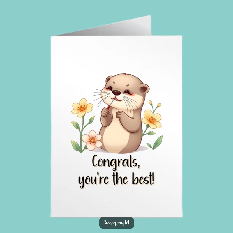 Free Printable Congrats Card: Otter's Sweet Success - Elegant Downloadable Celebration!