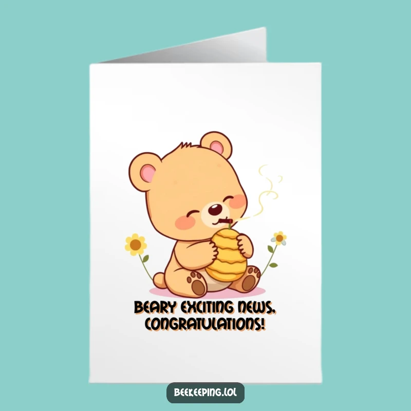 Free Printable Bear Cub Honey Congrats Card: Funny Smokey Downloadable Gift