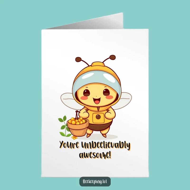 Free Printable Bee Beekeeper Congratulations Card: Funny Honeycomb Downloadable Gift