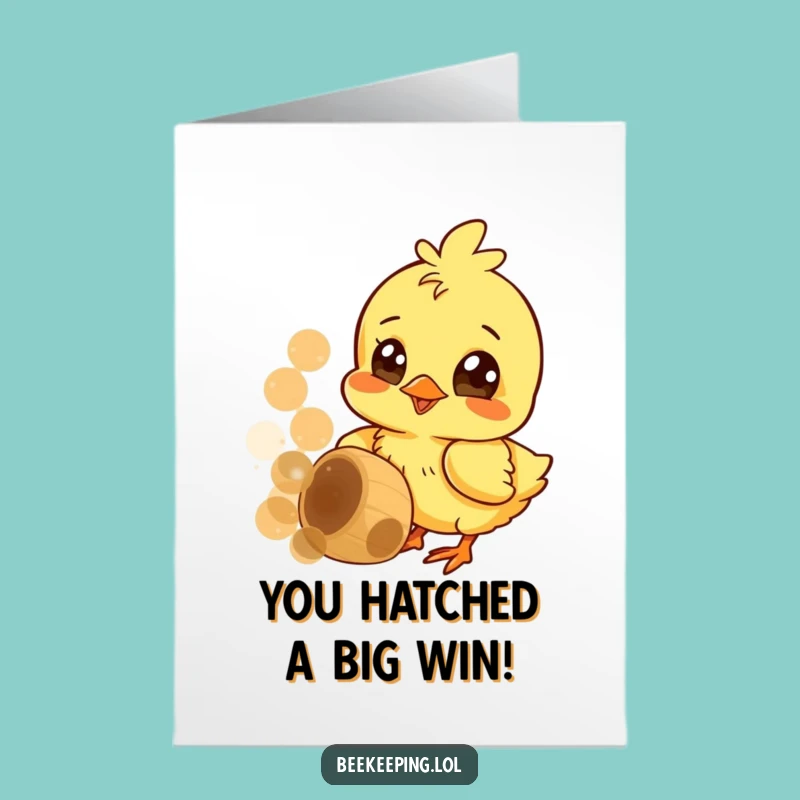 Free Printable Chick Congrats Card: Funny Honeycomb Downloadable Gift for Sweet Success