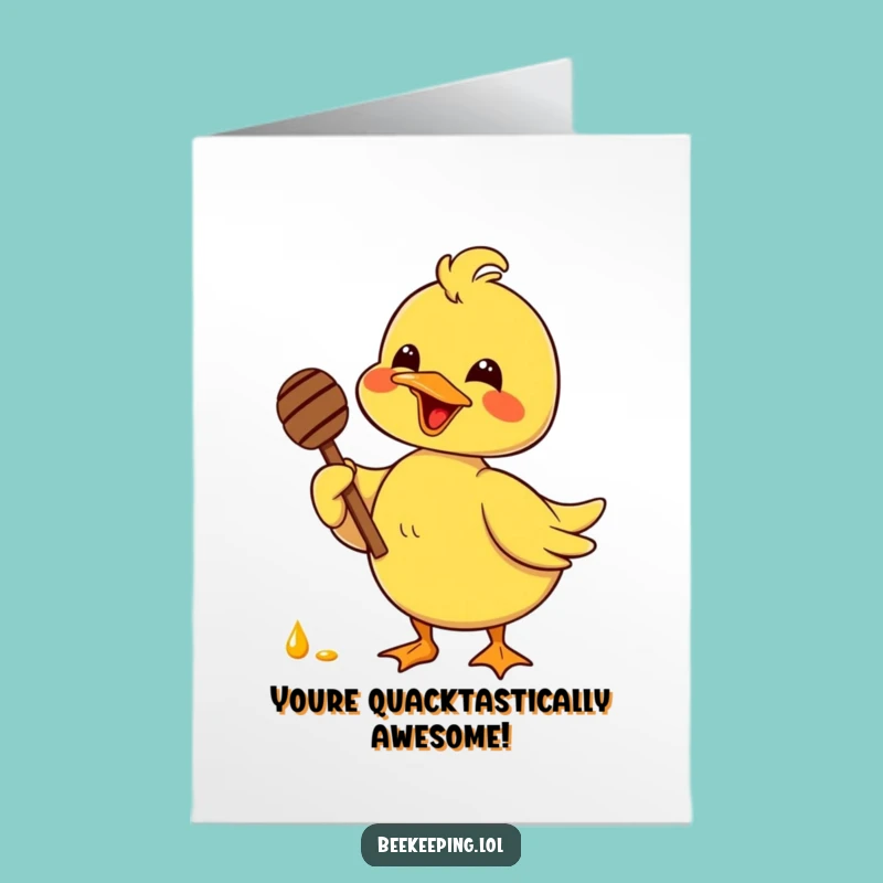 Free Printable Congrats Card: Funny Duck Honey Dipper Success, Downloadable Joy