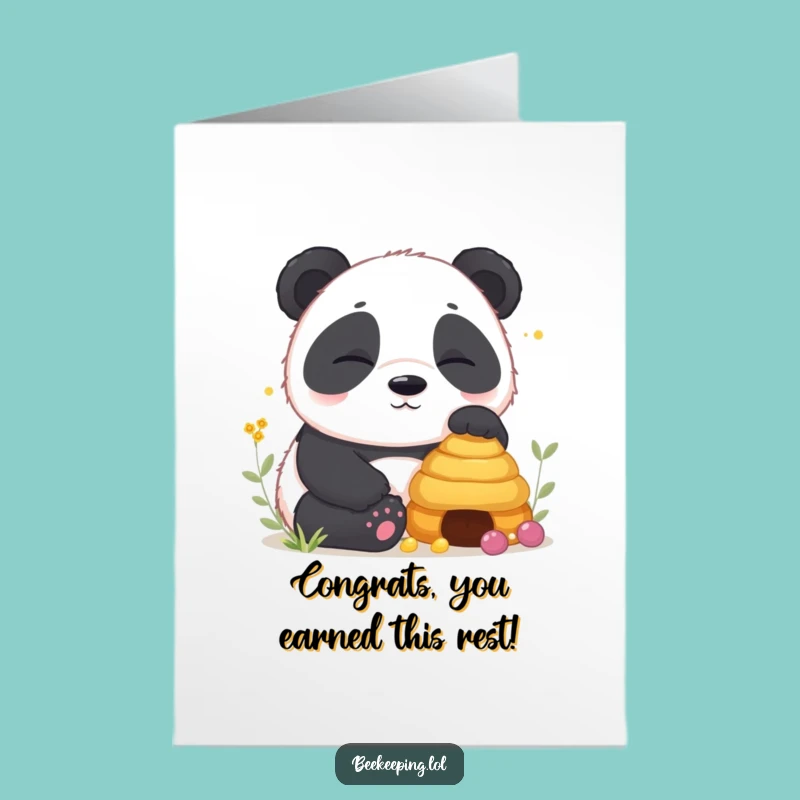 Free Printable Congrats Card: Panda's Peaceful Moment - Relaxing Downloadable Celebration!
