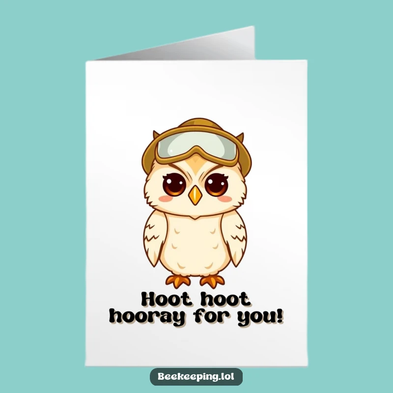 Free Printable Congratulations Card: Amused Owl Beekeeper Downloadable Surprise