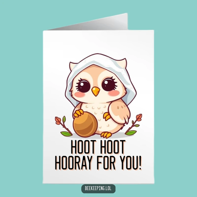 Free Printable Congrats Card: Owl Beekeeper Celebrates Your Sweet Success!