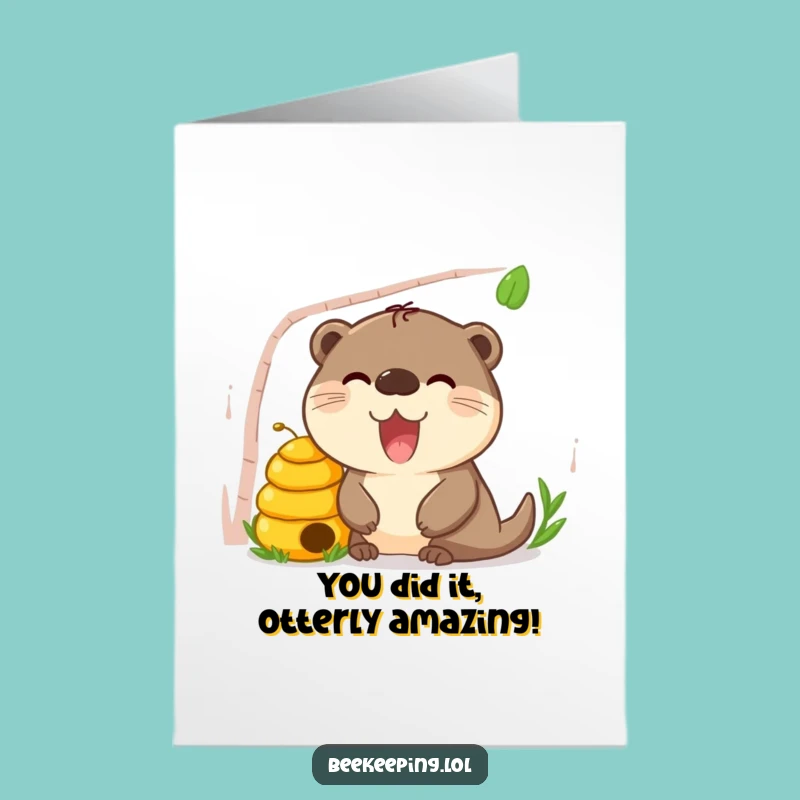 Free Printable Congrats Card: Otter Celebrates Your Sweet Success!