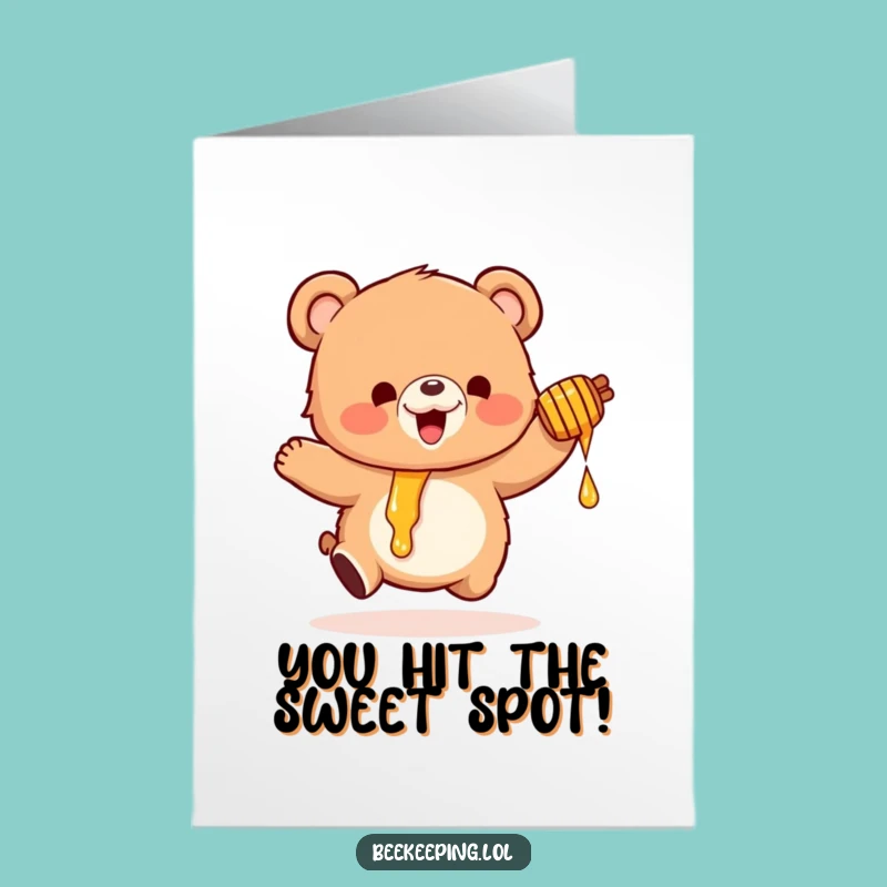 Free Printable Bear Congrats Card: Funny Honey Pot Downloadable Gift for Sweet Victories