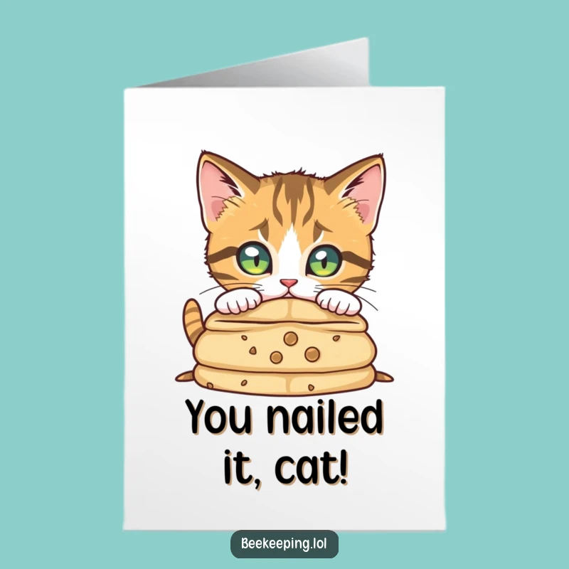 Free Printable Congrats Card: Curious Cat Beekeeper, Hive Insight Downloadable Gift