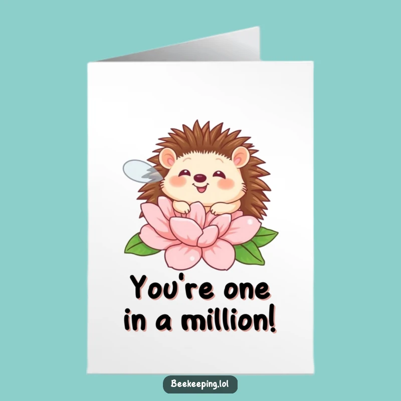 Free Printable Congratulations Card: Giggling Hedgehog Blooms - Funny Downloadable