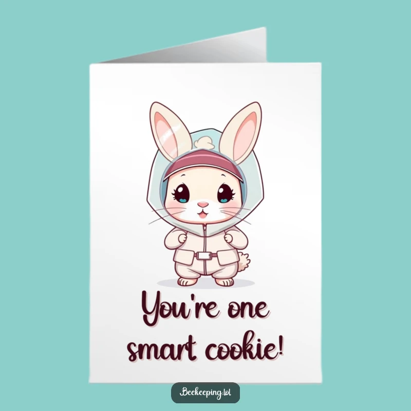 Free Printable Rabbit Congrats Card: Bee Suit Boldness, Funny Downloadable Gift!