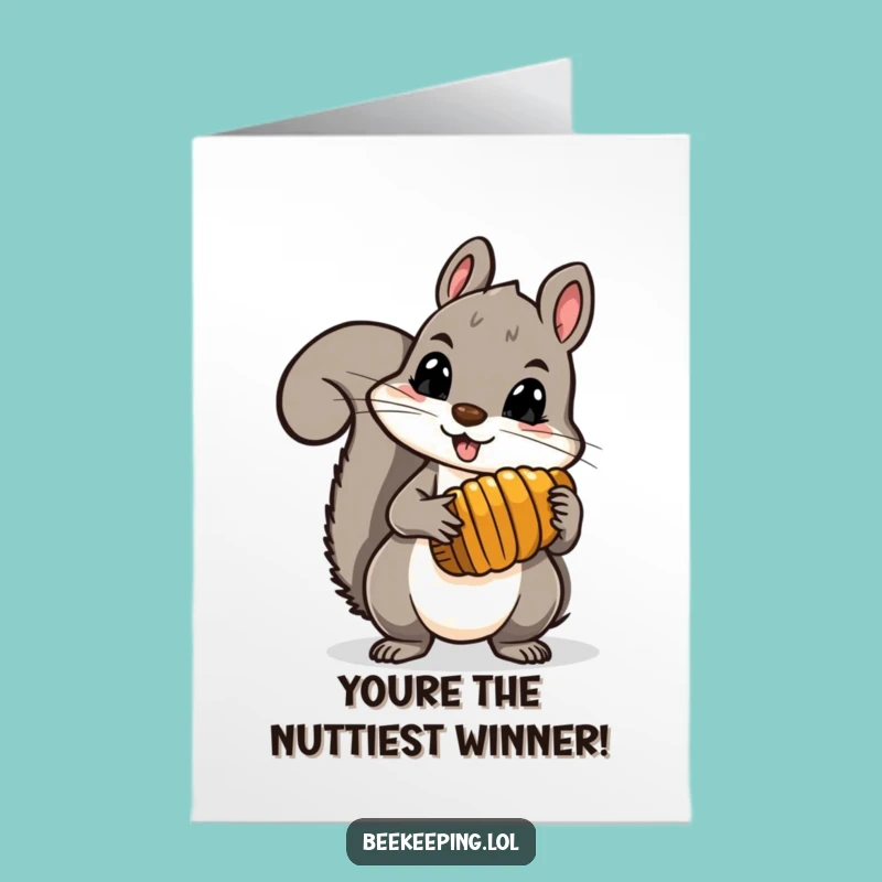 Free Printable Congrats Card: Funny Squirrel Honey Comb Success, Downloadable Joy