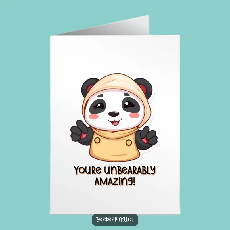 Free Printable Congrats Card: Panda Beekeeper, Funny Downloadable for Sweet Success