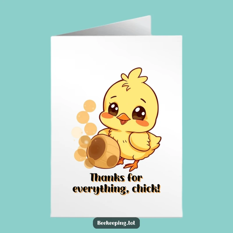 Free Printable Chick Thank You Card: Funny Honeycomb Downloadable Gift for Gratitude