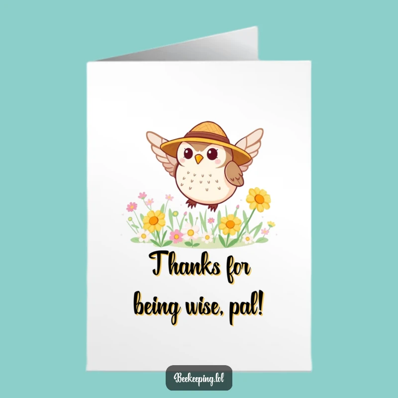 Free Printable Owl Thank You Card: Funny Flower Buzz Downloadable Gift for Appreciation