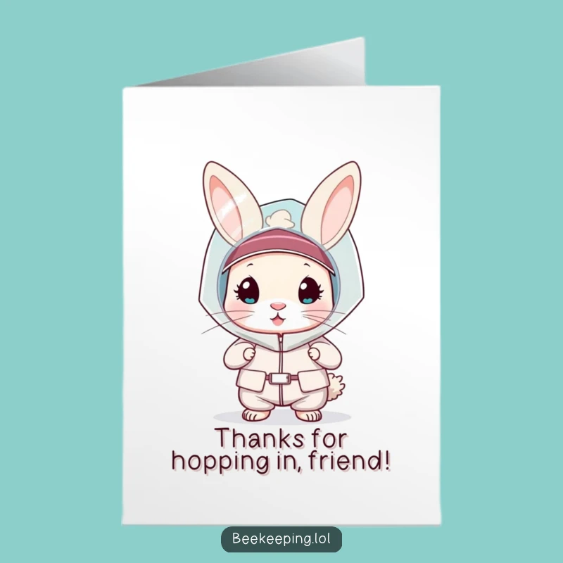 Free Printable Rabbit Thank You Card: Bee Suit Gratitude, Humorous DIY Gift!