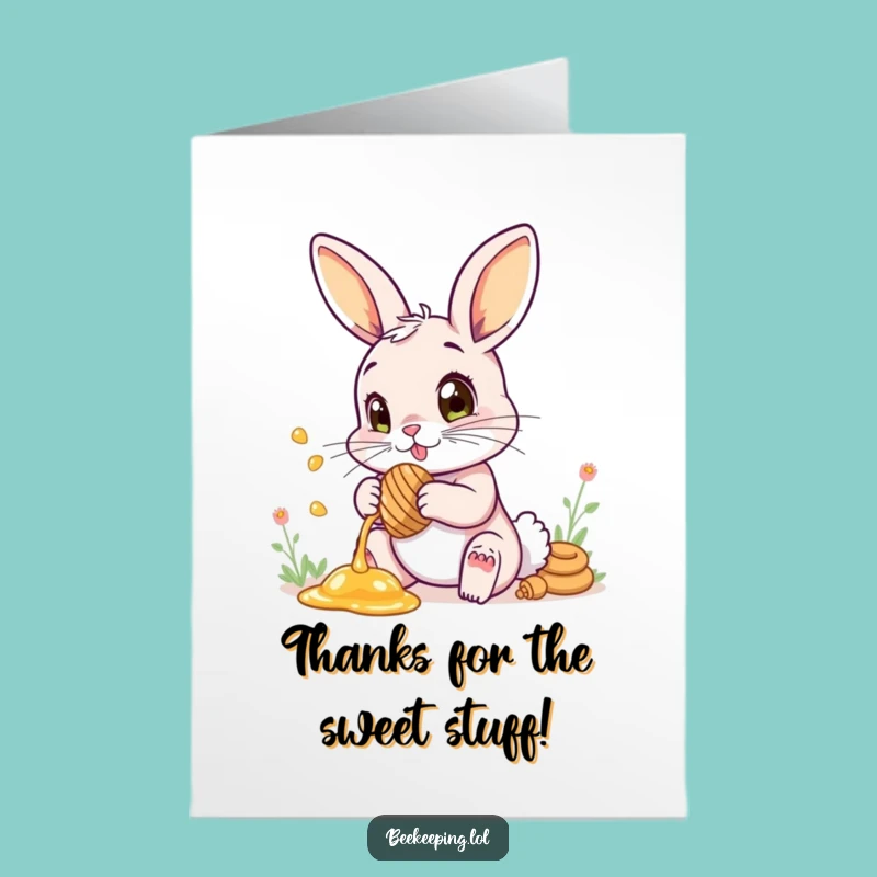 Free Printable Thank You Card: Bunny Honey Wonder Downloadable Gratitude