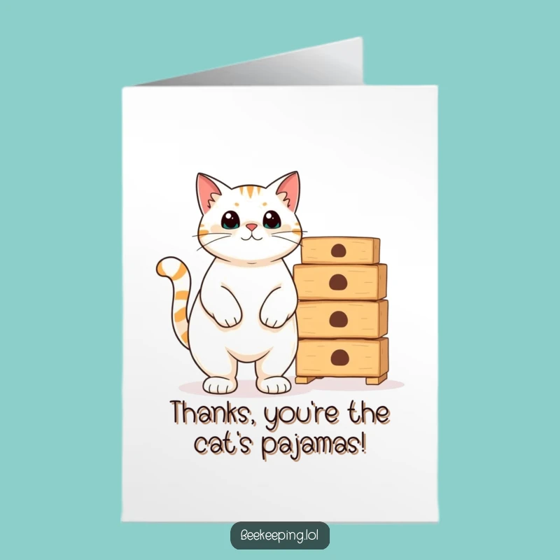 Free Printable Thank You Card: Cat Beekeeper - Funny Downloadable