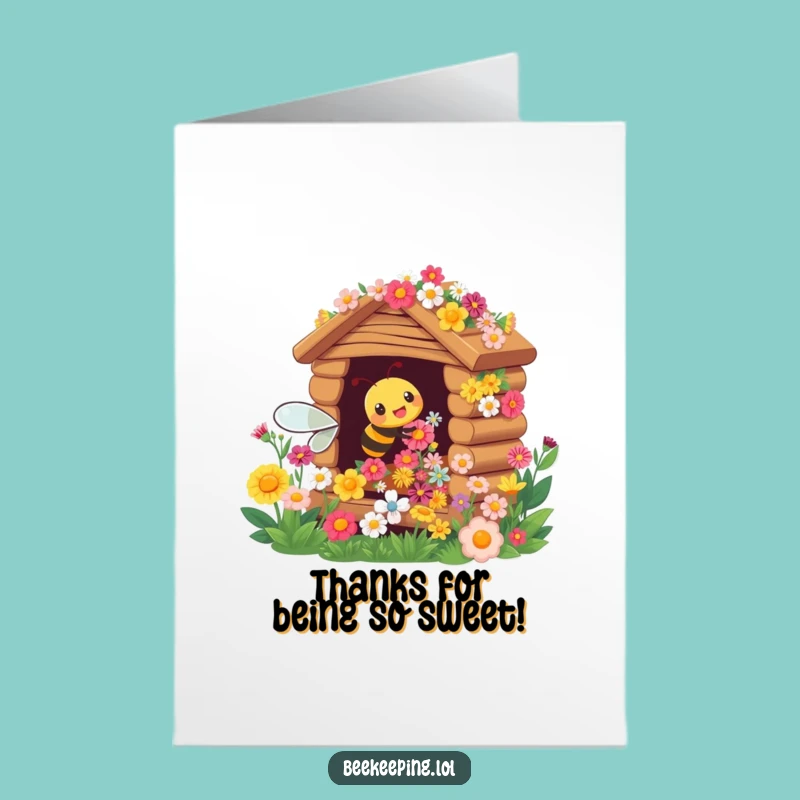 Free Printable Thank You Card: Charming Bee Flower Hive Downloadable Gratitude