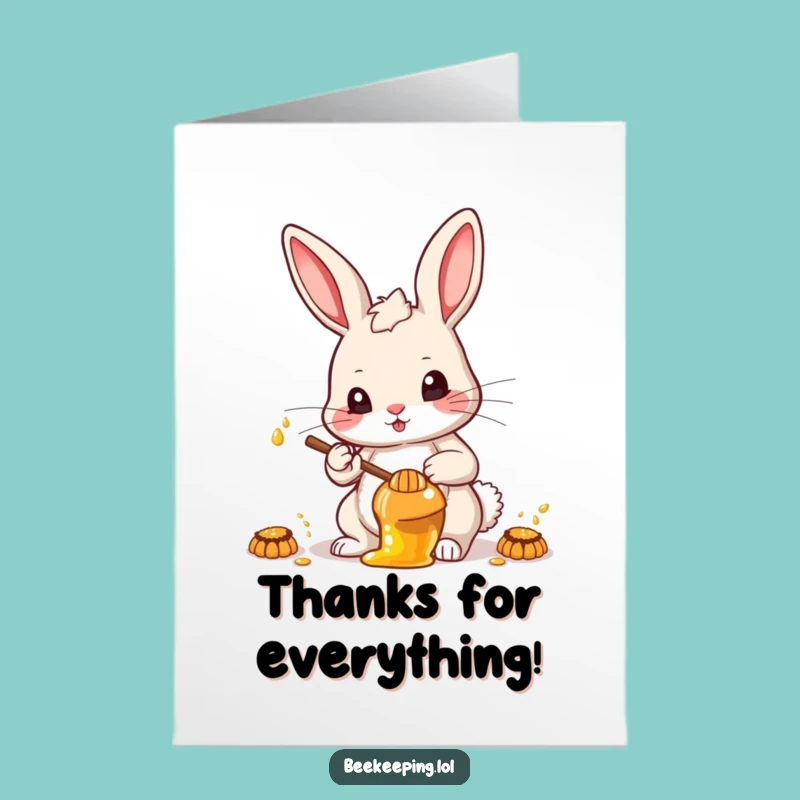 Free Printable Thank You Card: Determined Rabbit Beekeeper, Honey Gratitude Downloadable Gift