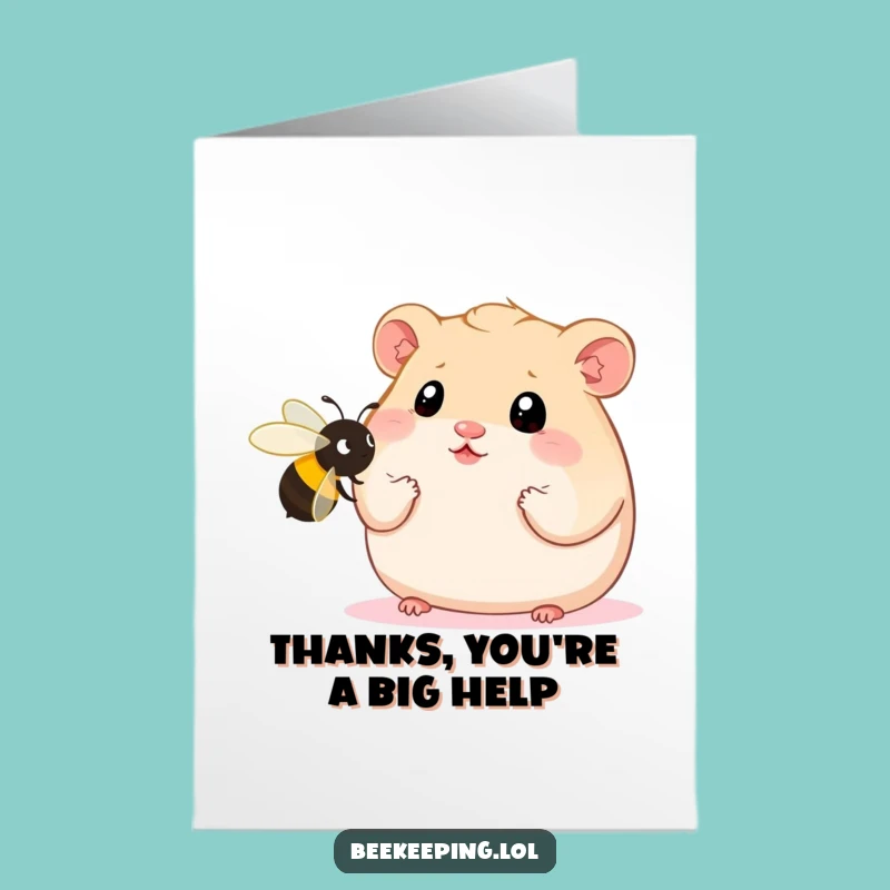 Free Printable Thank You Card: Hamster's Bee Encounter - Adorable Downloadable Gratitude!