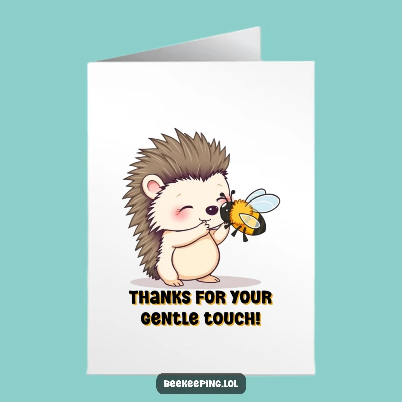 Free Printable Thank You Card: Hedgehog's Kind Gesture, Sweet Downloadable Gift for Gratitude