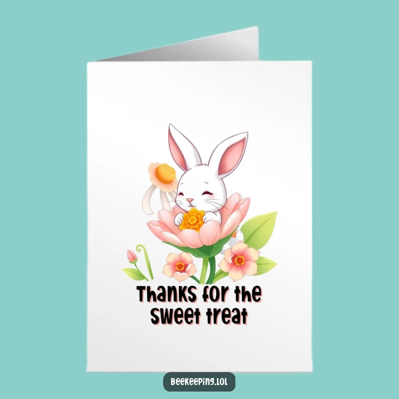 Free Printable Thank You Card: Playful Bunny Nectar Sipper, Funny Downloadable Thanks