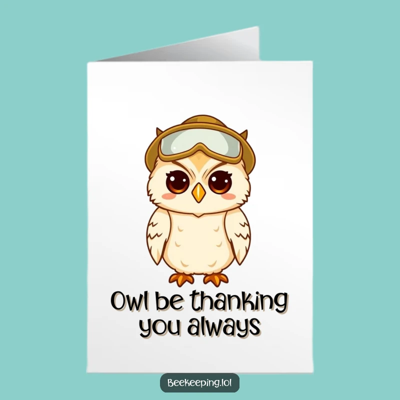 Free Printable Thank You Card: Wise Owl Beekeeper Downloadable Gratitude