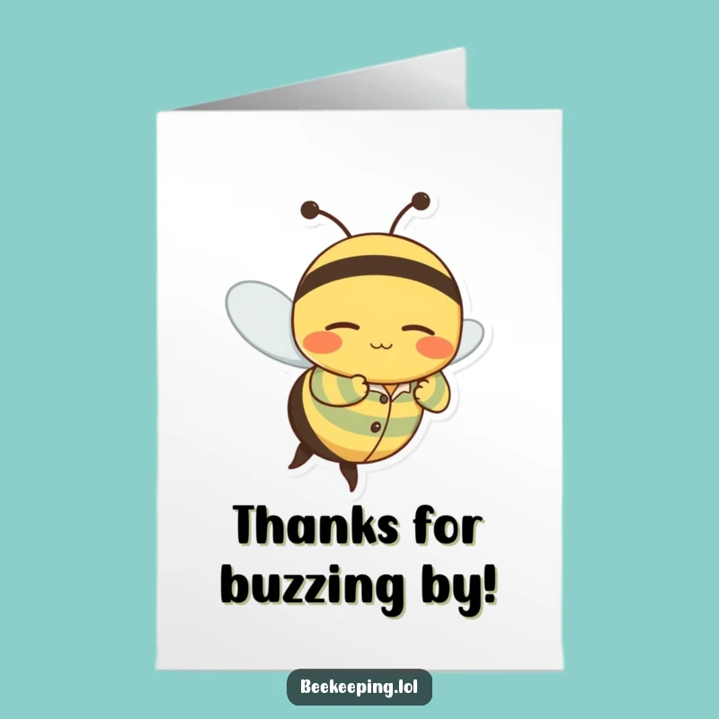 Free Printable Sleepy Bee Thank You Card: Funny Pajama Downloadable Gift for Gratitude