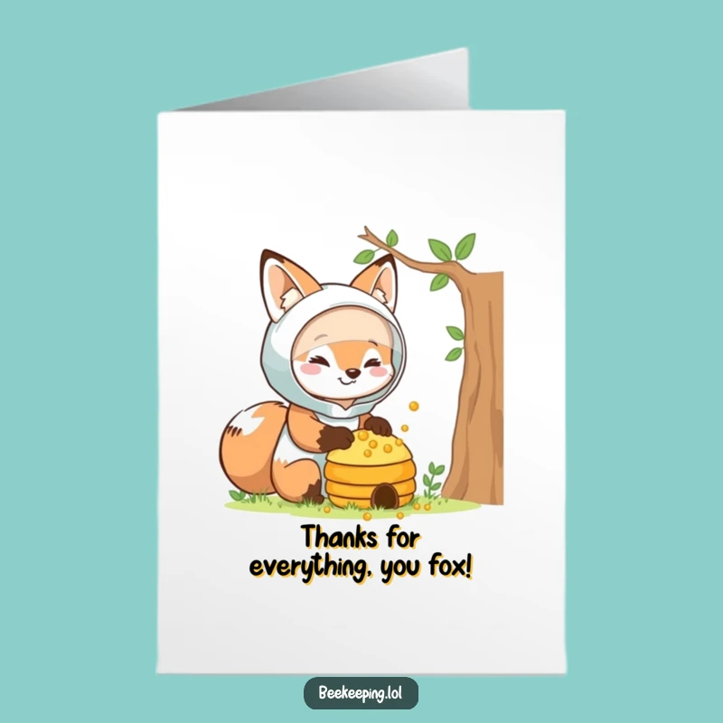 Free Printable Thank You Card: Funny Fox Beekeeper Gratitude, Downloadable Appreciation!