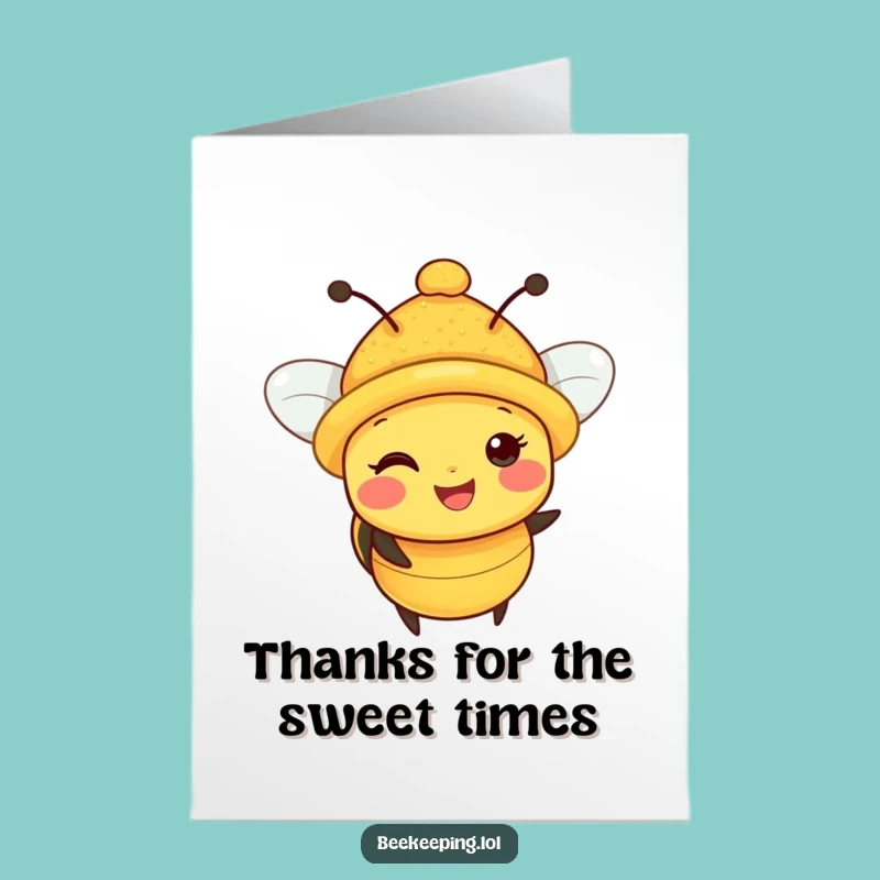 Free Printable Thank You Card: Happy Pollen Bee, Funny Downloadable to Show Gratitude