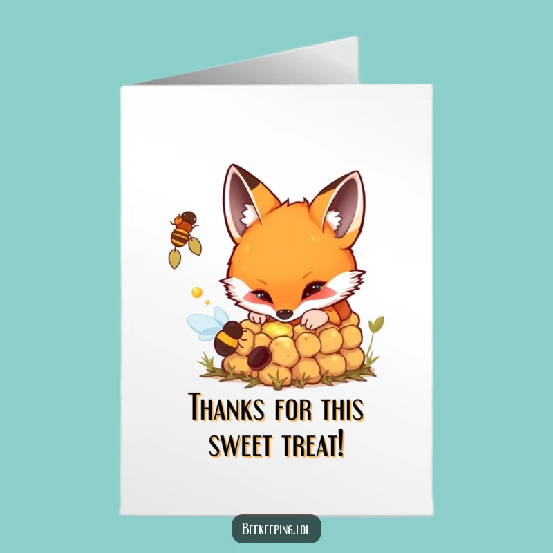 Free Printable Thank You Card: Curious Fox Beehive Downloadable Gratitude
