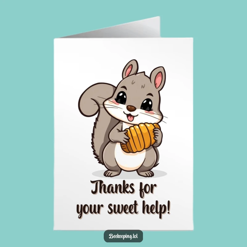 Free Printable Thank You Card: Funny Squirrel Honey Comb Gratitude, Heartfelt Download