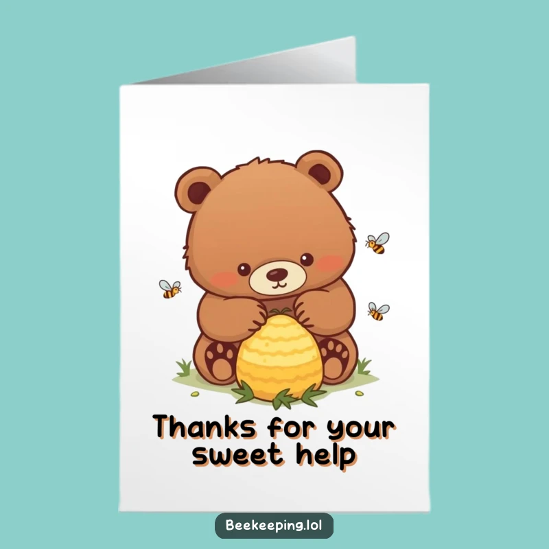 Free Printable Thank You Card: Determined Bear Beekeeper, Funny Downloadable Gratitude