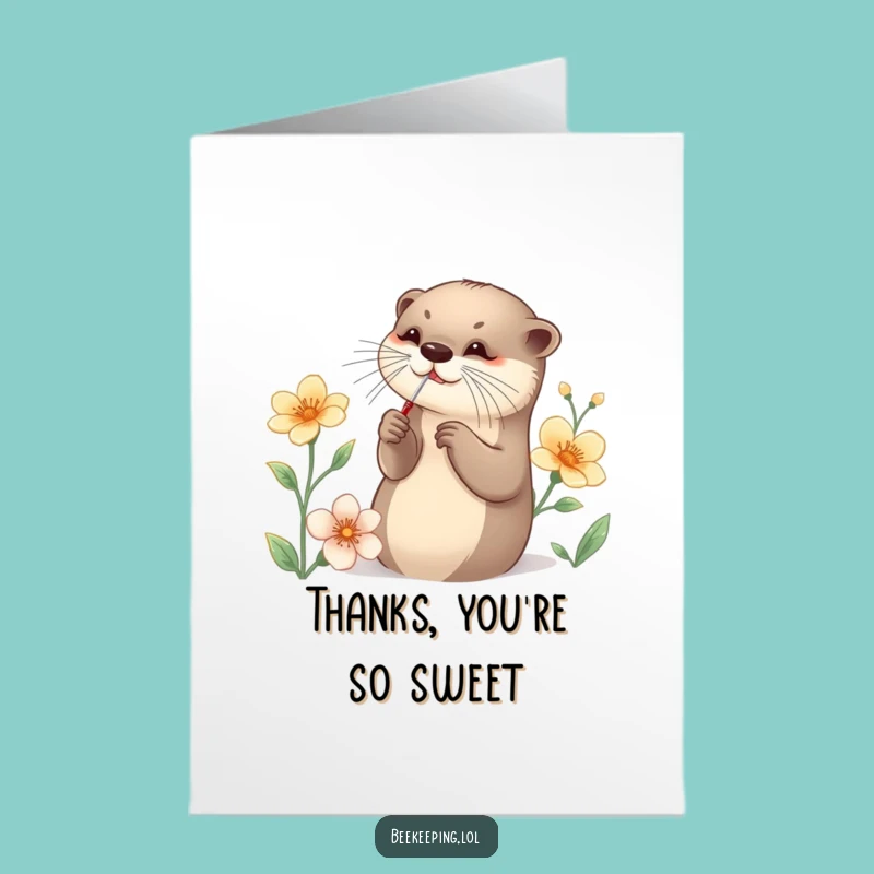 Free Printable Thank You Card: Otter's Sweet Gesture - Graceful Downloadable Gratitude!