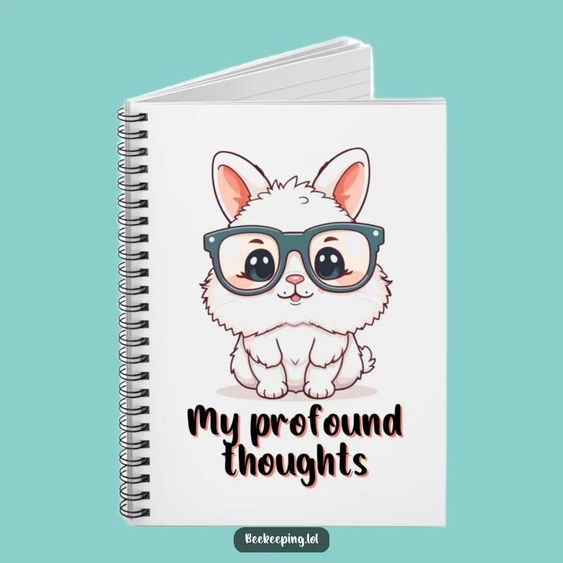 Funny Bunny Bookworm Notebook - Fluffy Reader with Glasses Journal, Perfect Gift