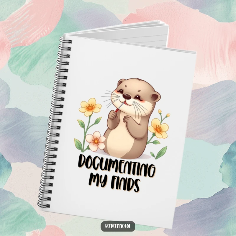 Funny Otter Notebook with a design of a graceful otter collecting nectar using a tiny tool, perfect for writing with humorous precision.