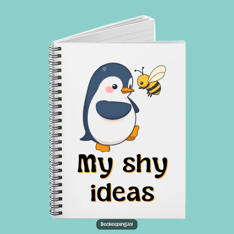 Funny Penguin Notebook: Jot Down Thoughts with Shy Bee Humor