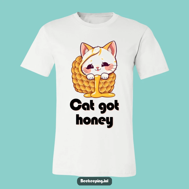 Funny Cat Honeycomb T-Shirt - Giggling Feline Fun, Perfect Gift