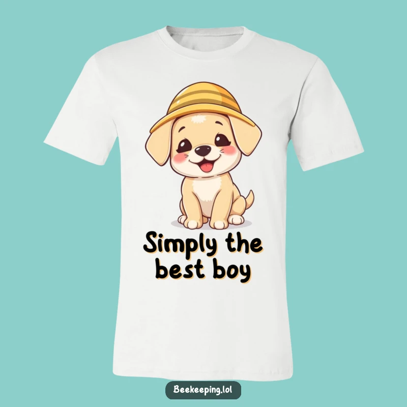 Funny Puppy Beekeeper T-Shirt: Giggling Pup in Hat, Hilarious Canine Apparel
