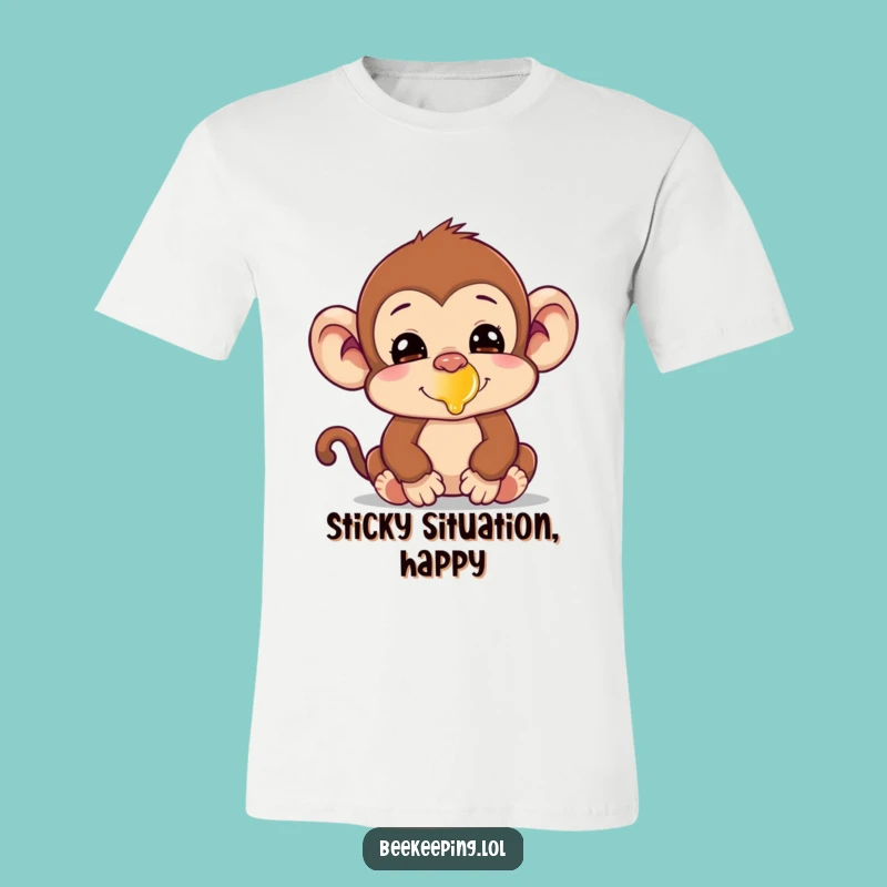 Funny Monkey Honey Nose T-Shirt: Silly Primate Tee, Hilarious Snack Time Shirt