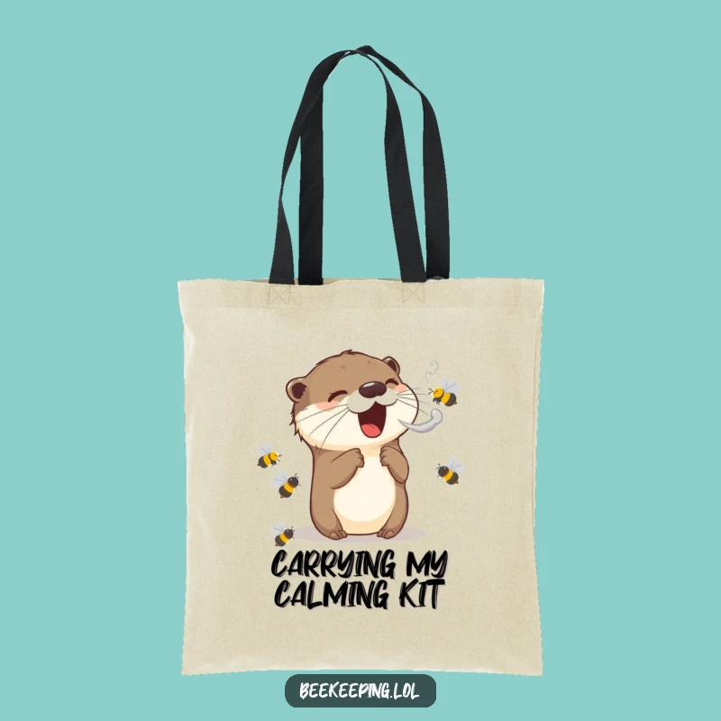 Funny Otter Tote Bag: Carry Your Essentials with Bee-Calming Humor