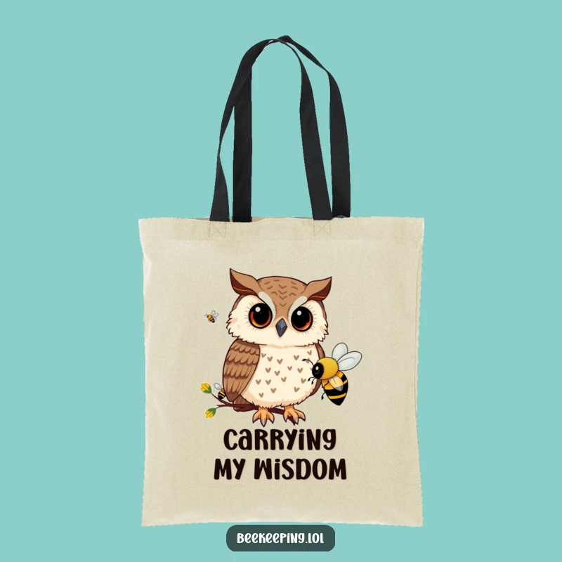 Funny Owl Bee Tote Bag: Curious Owl Carryall, Practical Funny Gift