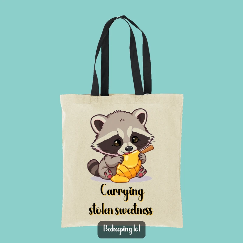 Funny Raccoon Tote Bag: Carry Your Goods with a Hilarious Honey Bandit