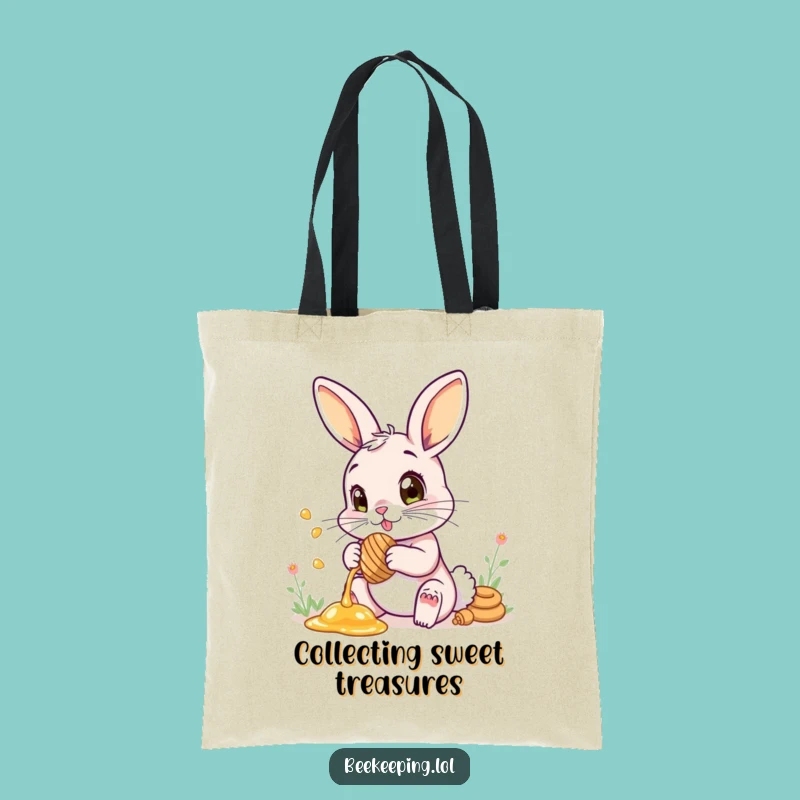 Funny Tote Bag: Bunny Honey Collector - Cute Shopping Gift
