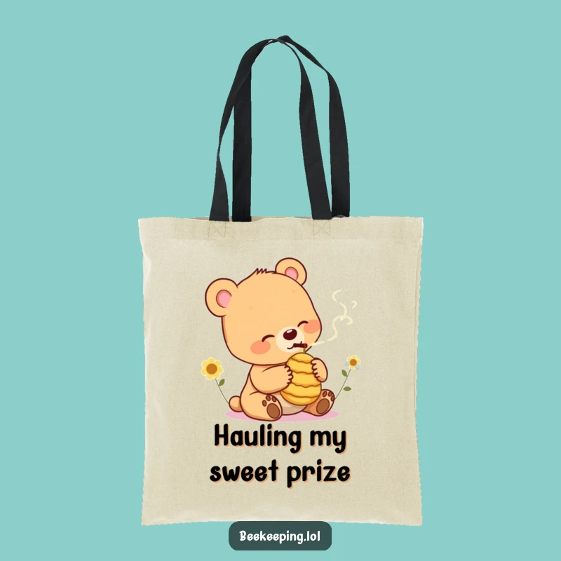 Funny Bear Cub Smoking Beehive Tote Bag: Carry Your Essentials with Style, A Clever Funny Gift!
