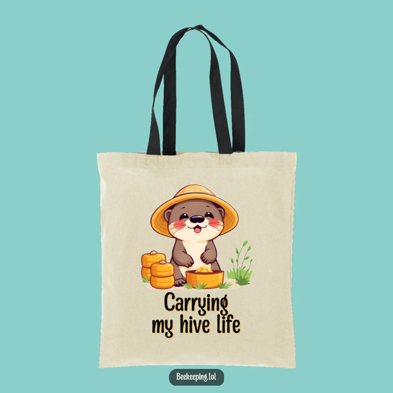Funny Otter Beekeeper Tote Bag: Giggling Otter Design, Ideal Funny Gift