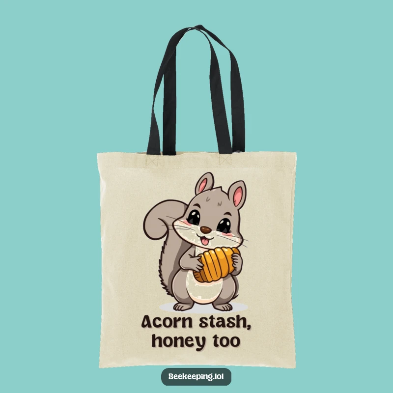 Funny Squirrel Honey Comb Tote Bag - Brave Nut Gatherer, Carry Your Finds