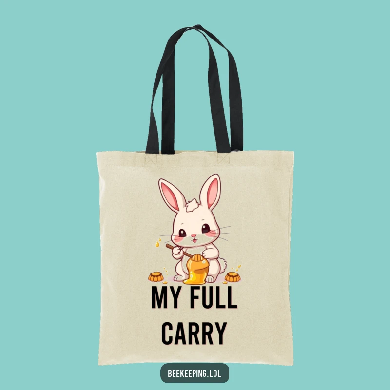 Funny Determined Rabbit Tote Bag - Carry Your Ambition with Sweet Style