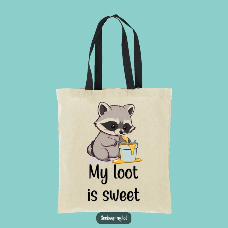 Funny Raccoon Honey Tote Bag: Determined Raccoon Carryall, Practical Woodland Accessory